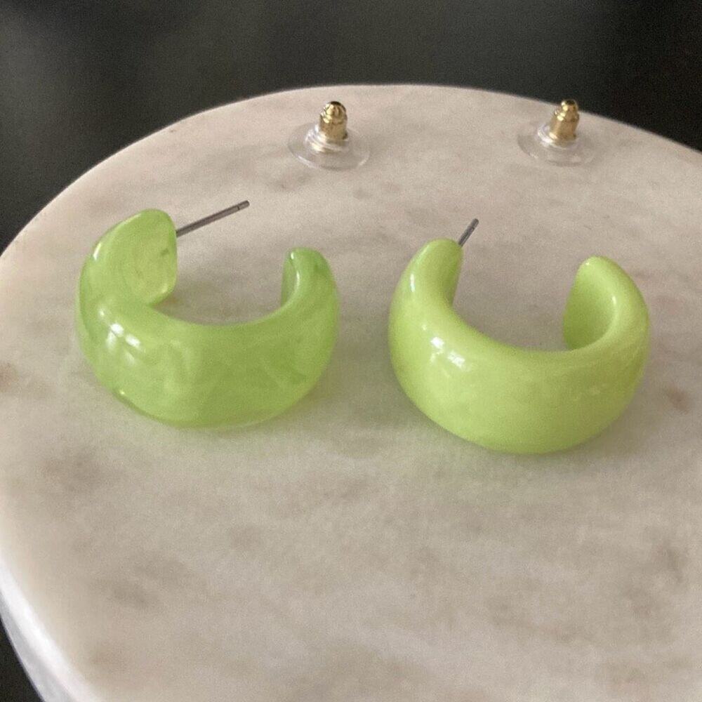 Hoop Earrings green chunky